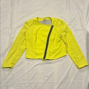 Bar III Neon Yellow Blazer w/ Black Zipper Size XL
